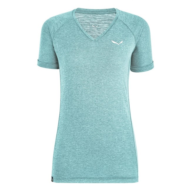 Női Salewa Puez Melange Dry V-Neck Pólók Világos Kék | 6782-LEROJ